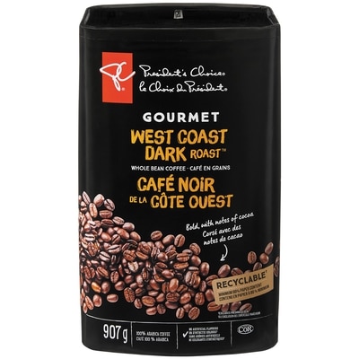President's Choice Gourmet West Coast Dark Roast™ Whole Bean Coffee 907 g, $2.76/100g