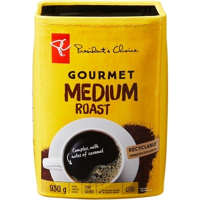 President's Choice Gourmet Medium Roast Fine Grind Coffee  930 g, $2.69/100g
