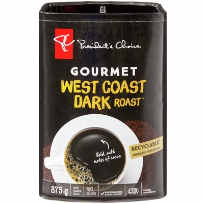 President's Choice Gourmet West Coast Dark Roast Fine Grind Coffee 875 g, $2.74/100g