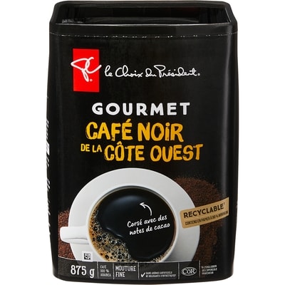 le Choix du Président Café moulu Café noir de la Côte Ouest à mouture fine Gourmet 875 g, 2,86 $/100g
