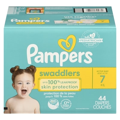 Pampers Couches Swaddlers pour bébé actif, taille 7, 44 couches 44 ea, 0,82 $/1ch
