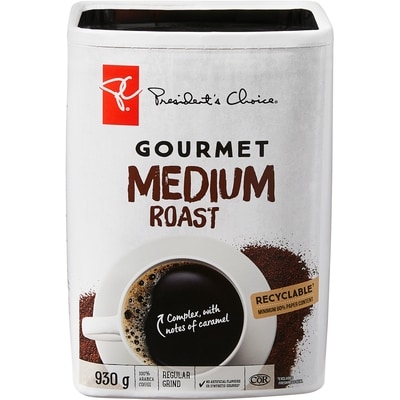President's Choice Gourmet Medium Roast Regular Grind Coffee  930 g, $2.69/100g