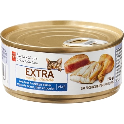 President's Choice Cod, Tuna and Chicken Dinner Extra Meaty Cat Food 156 g, $0.96/100g