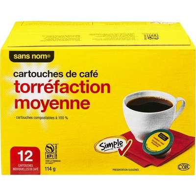 Sans Nom Cartouches de café à torréfaction moyenne 114 g, 7,02 $/100g