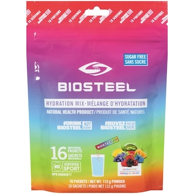 Biosteel Natural Health Product Hydration Mix Powder Rainbow Twist Sugar Free 16S 112 g, $21.42/100g