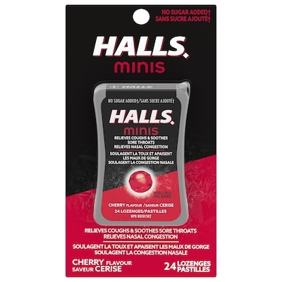 Halls Minis No Sugar Added Cherry Cough Drops, 24 lozenges 24 ea, $0.25/1ea