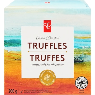 President's Choice Cocoa Dusted Truffles 200 g, $1.75/100g