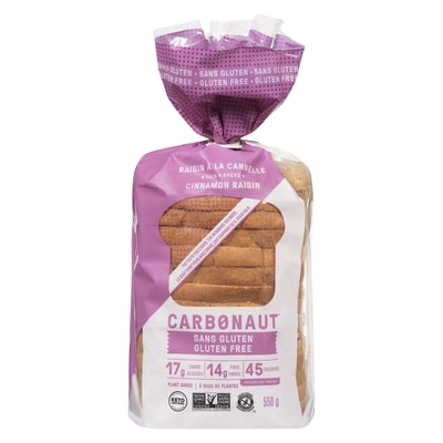 Carbonaut Bread Cinnamon Raisin Gluten Free 550 g, $1.45/100g