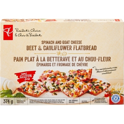 President's Choice Gluten Free Spinach and Goat Cheese Beet & Cauliflower Flatbread 374 g, $3.21/100g