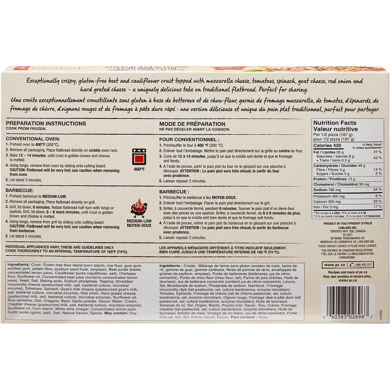 Gluten Free Spinach and Goat Cheese Beet & Cauliflower Flatbread