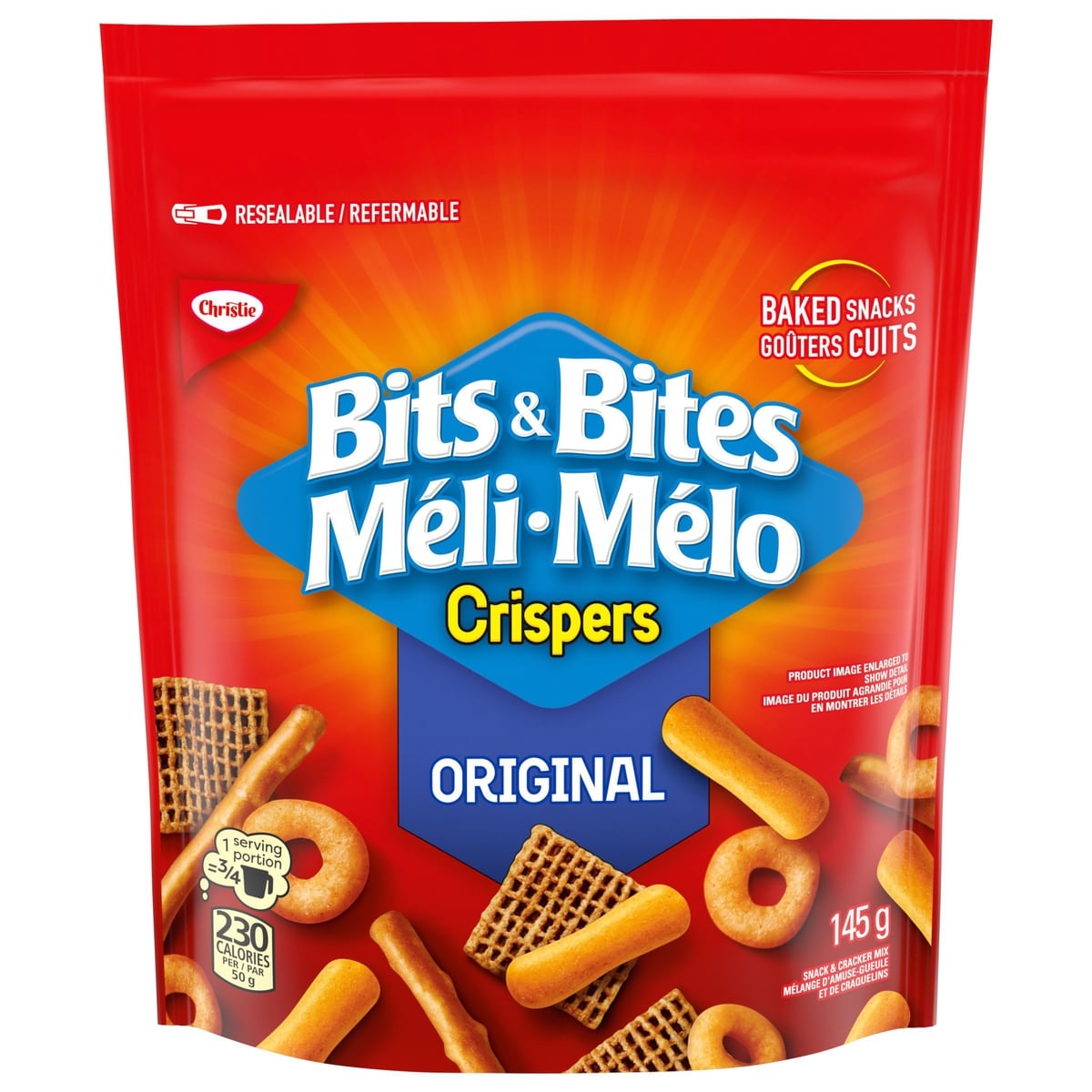 Christie Crispers Bits & Bites Original Flavour Snack and Cracker Mix 145 g, $1.90/100g