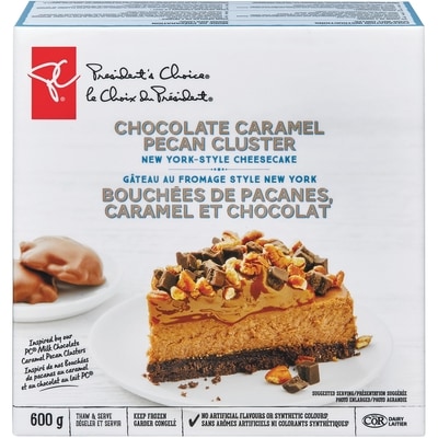 le Choix du Président Gâteau au fromage style New York, bouchées de pacanes, caramel et chocolat 600 g, 1,67 $/100g
