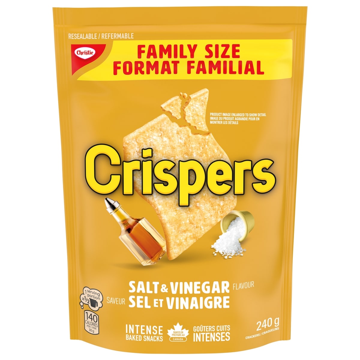 Christie Crispers Salt & Vinegar Flavour Family Size Salty Snacks 240 g, $2.08/100g