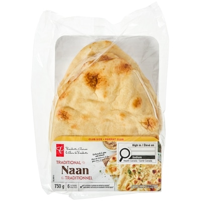 le Choix du Président Naan traditionnel, format club  750 g, 0,80 $/100g