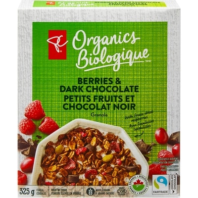 PC Organics Berries and Dark Chocolate Granola 325 g, $1.69/100g