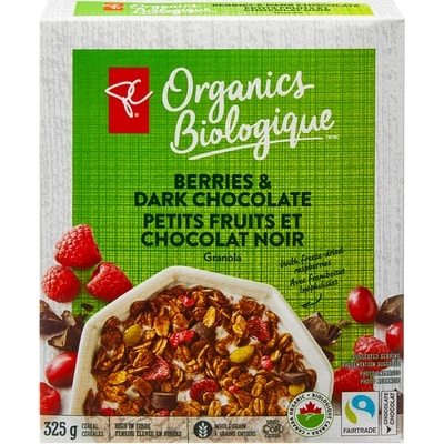 PC Biologique Granola petits fruits et chocolat noir 325 g, 1,69 $/100g
