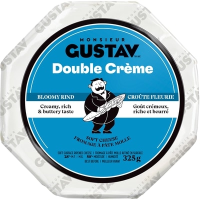 Monsieur Gustav Fromage Double crème Croute fleurie  325 g, 4,15 $/100g