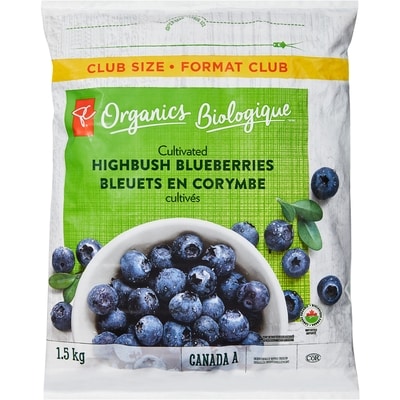 PC Organics Cultivated Highbush Blueberries Club Size 1.5 kg, $1.20/100g