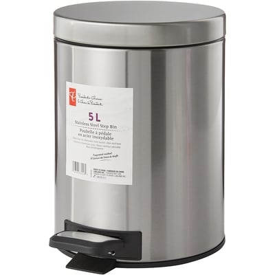 President's Choice 5L Stainless Steel Round Step Bin 1 ea, $18.00/1ea