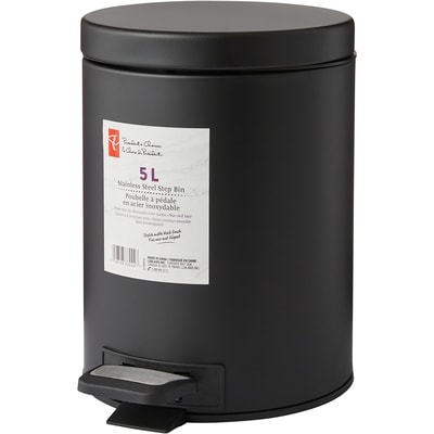 le Choix du Président Poubelle à pédale en acier inoxydable 5 L Noir Mat 1 ea, 20,00 $/1ch