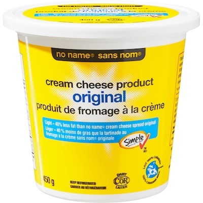 Sans Nom Tartinade au fromage à la crème légère originale 450 g, 1,44 $/100g