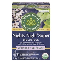 Traditional Medicinals Nighty Night Super Valériane Biologique Sachets Emballés 16 ea, 0,39 $/1ch