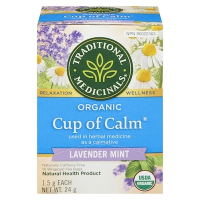 Traditional Medicinals Cup Of Calm Lavender Mint Organic Wrapped Tea Bags 16 ea, $0.41/1ea