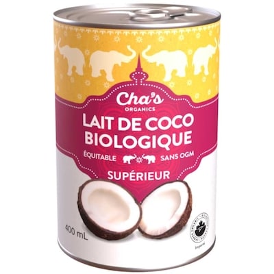 Cha’s Organics Lait de coco biologique 400 ml, 1,25 $/100ml