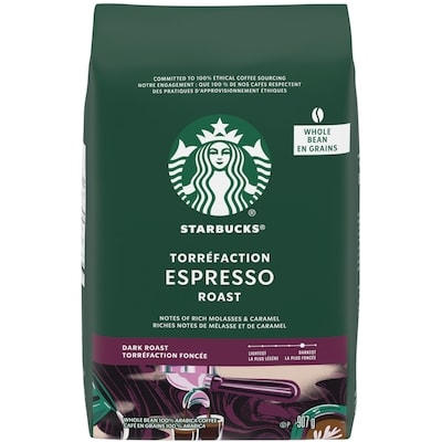 Starbucks Whole Bean 100% Arabica Coffee Espresso Roast Dark Roast 907 g, $3.09/100g
