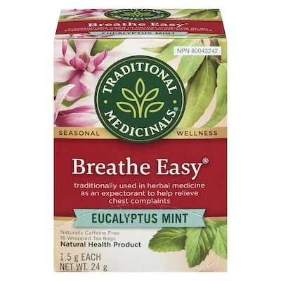 Traditional Medicinals Breathe Easy Eucalyptus Mint Wrapped Tea Bags 16 ea, $0.37/1ea