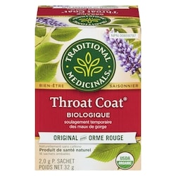 Traditional Medicinals Throat Coat Original Avec Orme Rouge Biologique Sachets Emballés 16 ea, 0,39 $/1ch