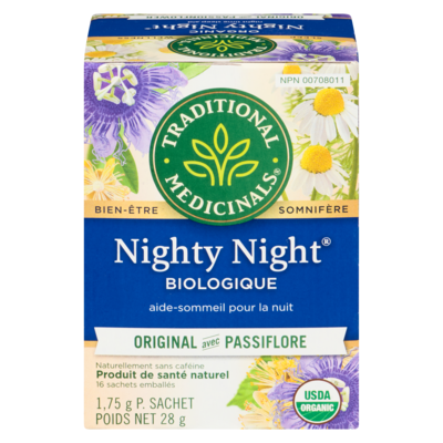 Traditional Medicinals Sachets Emballés Nighty Night Original Avec Passiflore Biologique 16 ea, 0,44 $/1ch