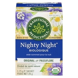 Traditional Medicinals Sachets Emballés Nighty Night Original Avec Passiflore Biologique 16 ea, 0,39 $/1ch