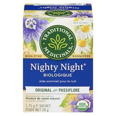 Traditional Medicinals Sachets Emballés Nighty Night Original Avec Passiflore Biologique 16 ea, 0,41 $/1ch