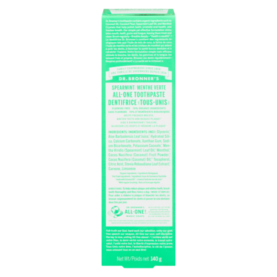 Dr Bronners DENTIFRICE A LA MENTHE VERTE 140 g, 6,42 $/100g