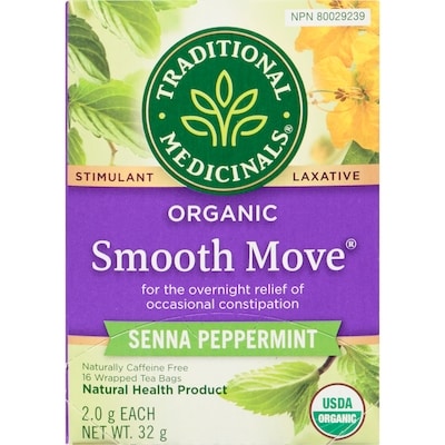 Traditional Medicinals Smooth Move Séné Et Menthe Poivrée Biologique Sachets Emballés 16 ea, 0,44 $/1ch