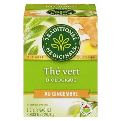 Traditional Medicinals Au Gingembre Biologique Thé Vert 16 ea, 0,44 $/1ch
