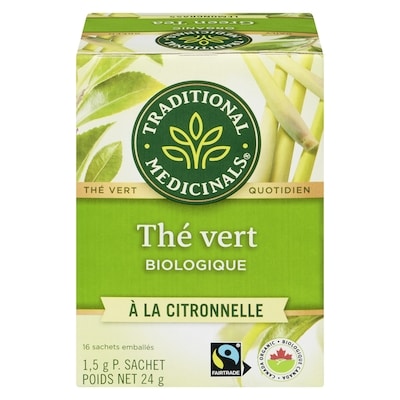 Traditional Medicinals À La Citronnelle Biologique Thé Vert 16 ea, 0,44 $/1ch