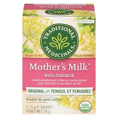 Traditional Medicinals Mother'S Milk Originale Avec Fenouil Et Fenugrec Biologique Sachets Emballés 16 ea, 0,44 $/1ch