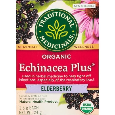 Traditional Medicinals Echinacea Plus Elderberry Organic Wrapped Tea Bags 16 ea, $0.44/1ea