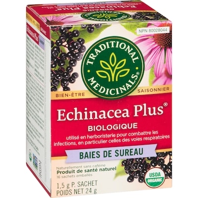 Echinacea Plus Baies De Sureau Biologique Sachets Emballés