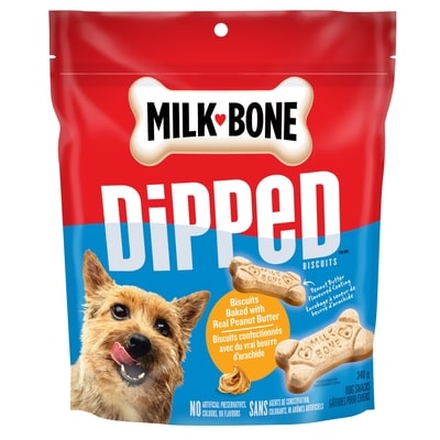 Milkbone Dipped Biscuits Dog Snacks Peanut Butter Flavoured Coating 340 g, $1.91/100g