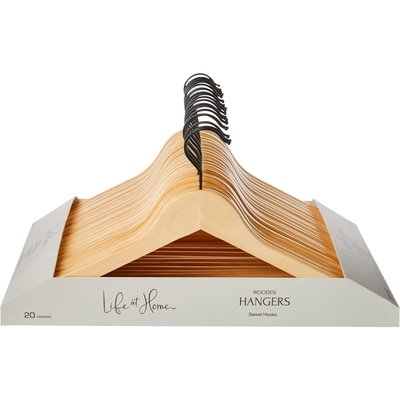Life at Home Natural Wooden Hangers 20 Pack 20x1.0 ea, $0.90/1ea