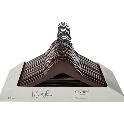 Life at Home Cintres en bois foncé (20 par emballage) 20x1.0 ea, 1,00 $/1ch