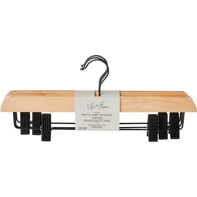 Life at Home Natural Wooden Pant & Skirt Hangers 3x1.0 ea, $2.00/1ea