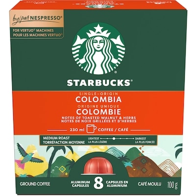 Starbucks Single Origin Coffee Colombia For Nespresso Vertuo 100 g, $12.99/100g