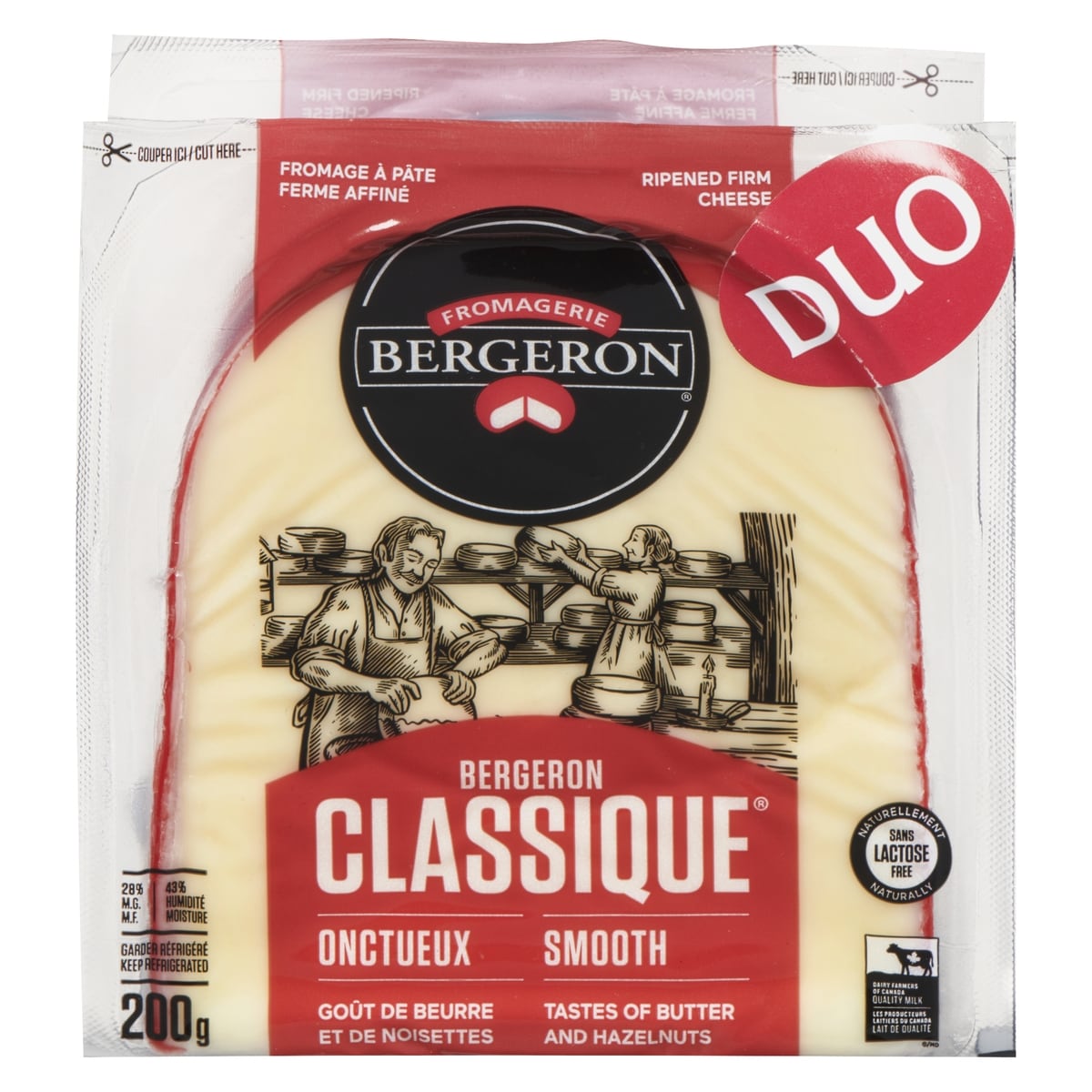 Bergeron Ripened Firm Cheese Bergeron Classique Smooth Duo 28% M.F. 400 g, $3.25/100g