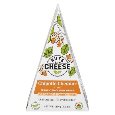 Nuts for Cheese Organic & Dairy-Free Fermented Cashew Product Chipotle Cheddar Style Wedge 120 g, $9.99/100g