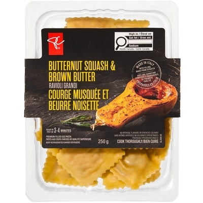 PC Collection noire Ravioli grandi à la courge musquée et au beurre brun 250 g, 3,60 $/100g