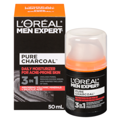 L'Oreal Paris Men Expert Daily Moisturizer For Acne-Prone Skin Pure Charcoal 50 ml, $29.98/100ml